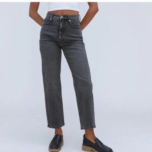 EVERLANE THE WAY-HIGH JEAN‎ IN WASHED BLACK Size 28 RAW HEM